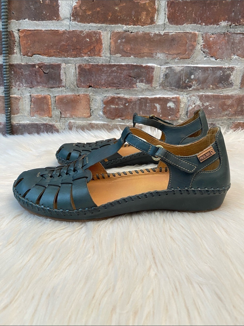 Pikolinos Salamanca Leather T-Strap Sandals - Emerald, Size EUR 42 / US 11.5-12 - Picture 9 of 15